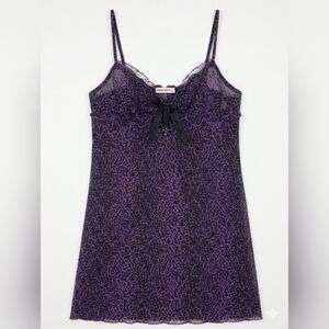 VTG Miss Sixty Y2K Purple Mesh Babydoll Cherub Charm Diamante Logo Rare L NWOT